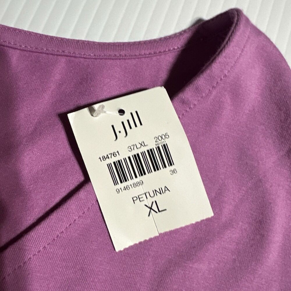 J.Jill Luxe Supima Easy Tee Size XL Womens Top Pink Petunia Boxy V-Neck NWT - Picture 6 of 9